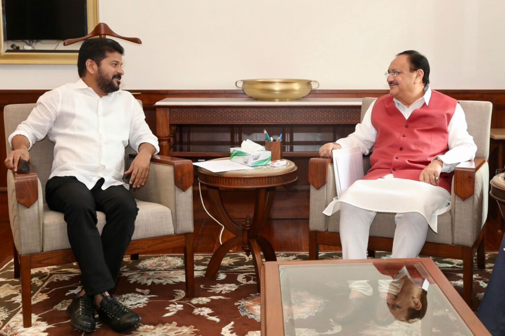 cm revanth reddy with central minister nadda